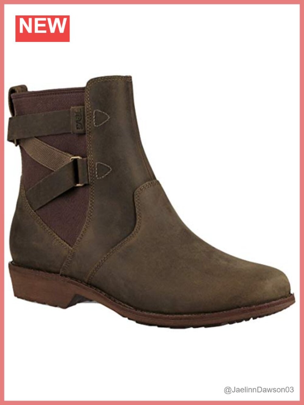 Waterproof Leather Ankle Boots Zip Closure Block Heel Rain Booties
